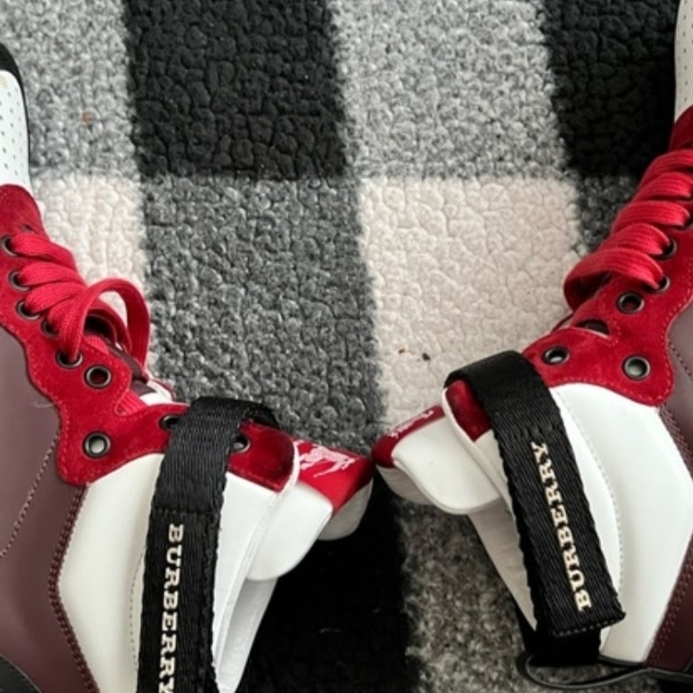 Burberry Red and Black High-Top Sneakers - Picture 4 of 5